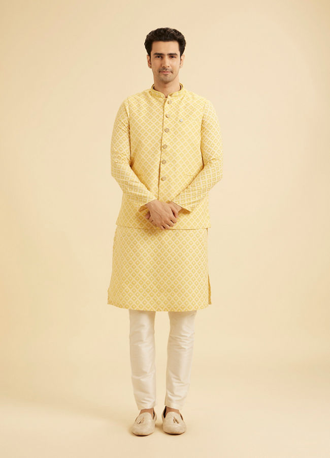 Manyavar Men Golden Yellow Radiance Nehru Jacket