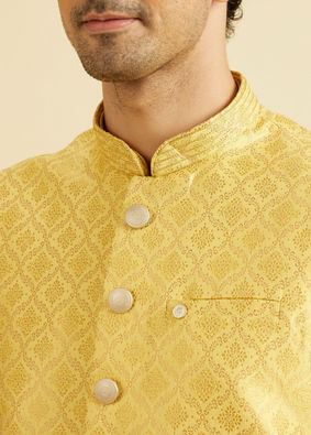 Manyavar Men Mustard Yellow Majesty Nehru Jacket