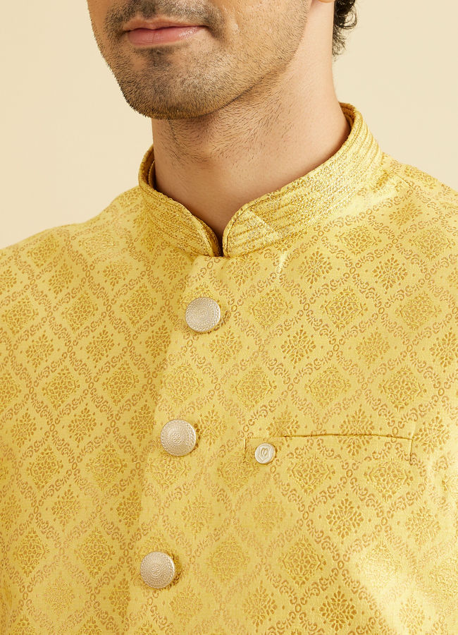 Manyavar Men Mustard Yellow Majesty Nehru Jacket