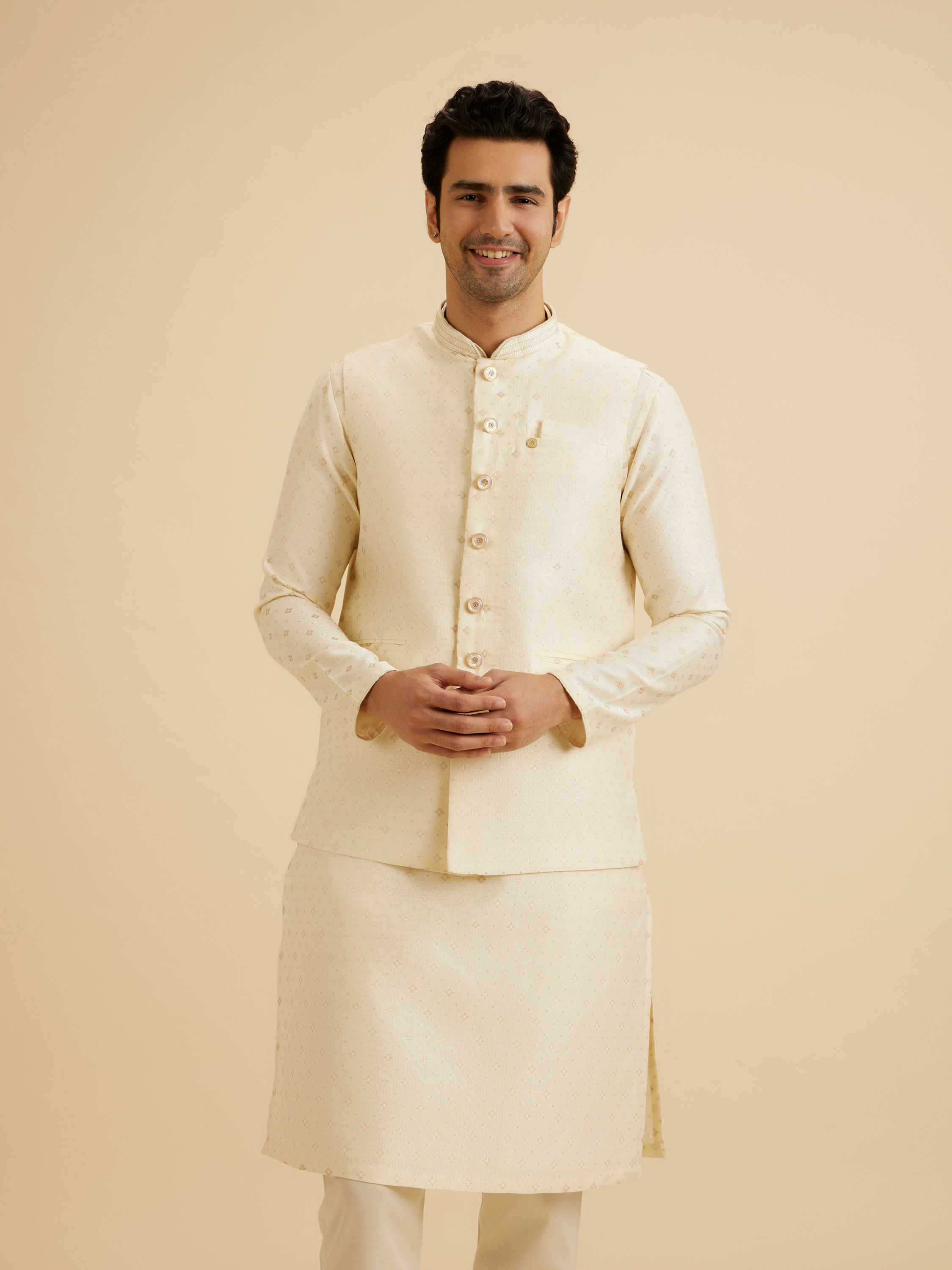 Manyavar Men Regal Cream Nehru Jacket