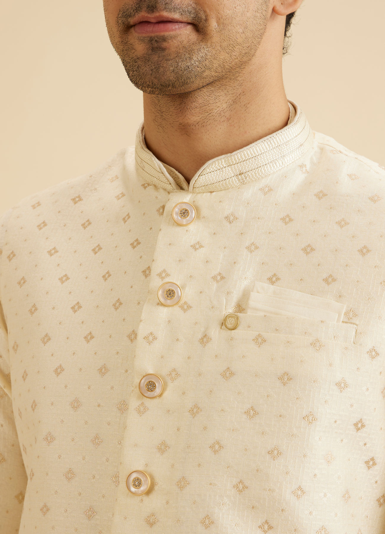 Manyavar Men Regal Cream Nehru Jacket