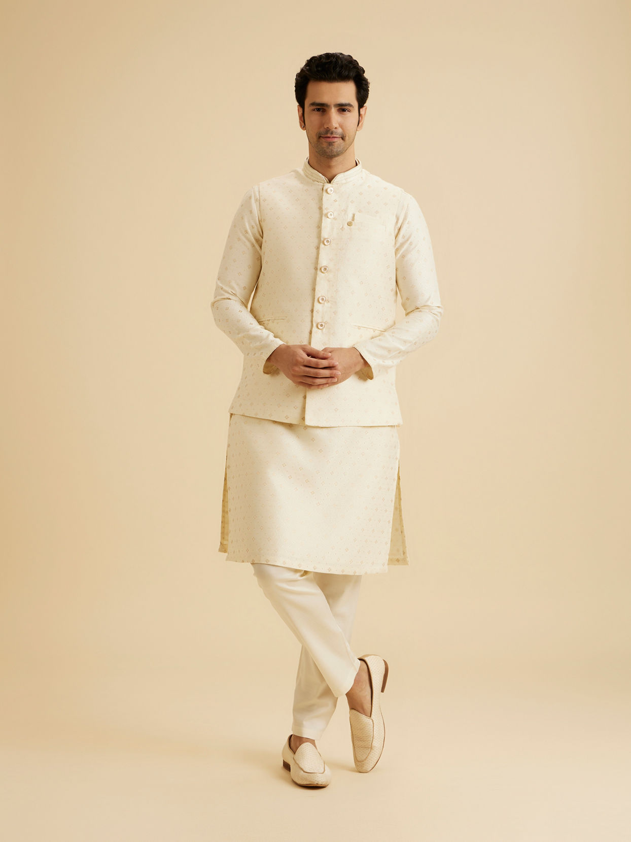 Manyavar Men Regal Cream Nehru Jacket