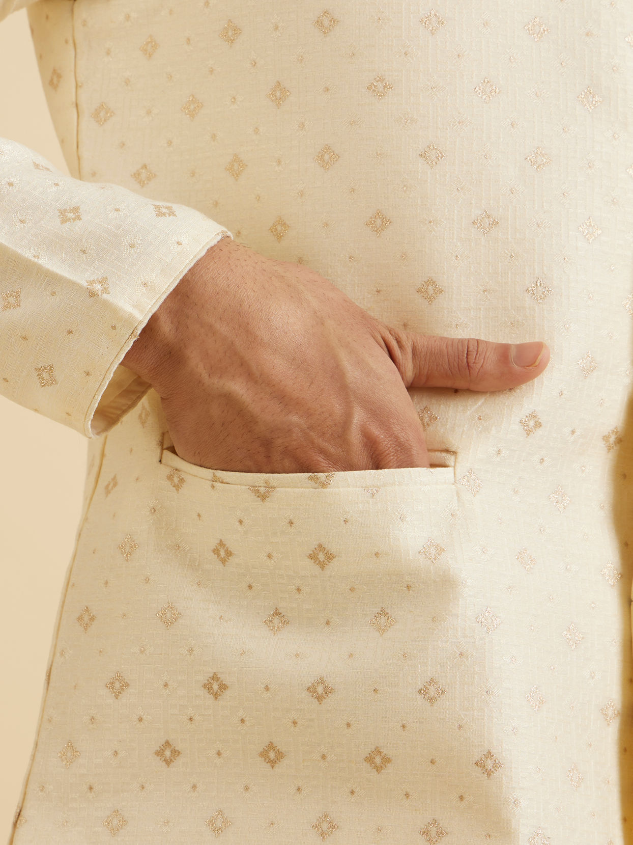 Manyavar Men Regal Cream Nehru Jacket