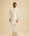 Manyavar Men Majestic Warm White Nehru Jacket