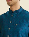 Manyavar Men Teal Blue Glamour Nehru Jacket