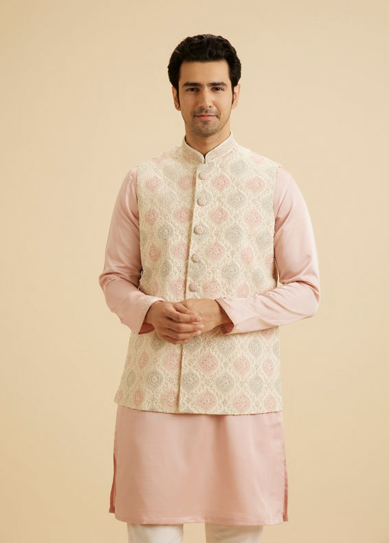 Manyavar Men Cream Elegance Nehru Jacket