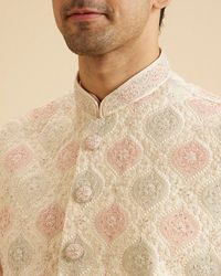 Manyavar Men Cream Elegance Nehru Jacket
