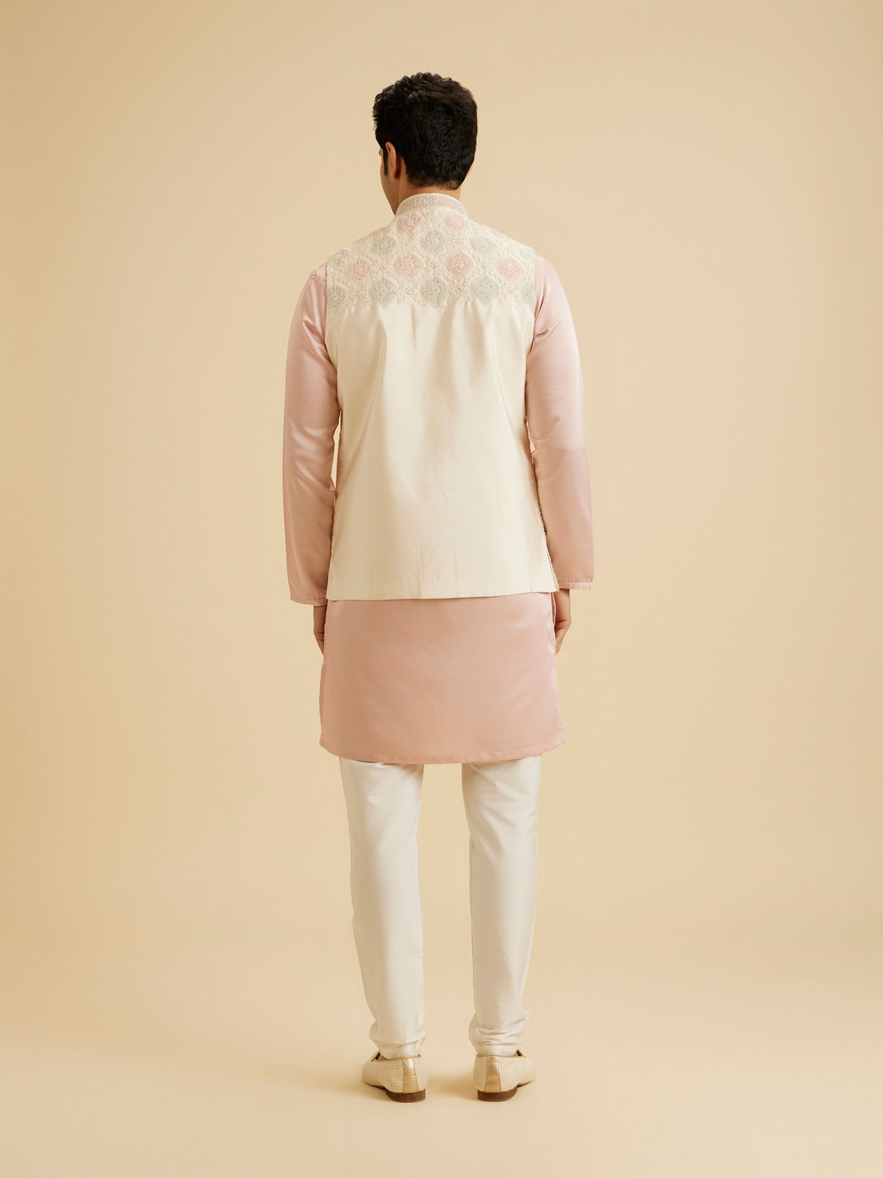 Manyavar Men Cream Elegance Nehru Jacket