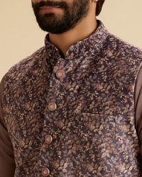 Manyavar Men Lavish Lilac Velvet Nehru Jacket