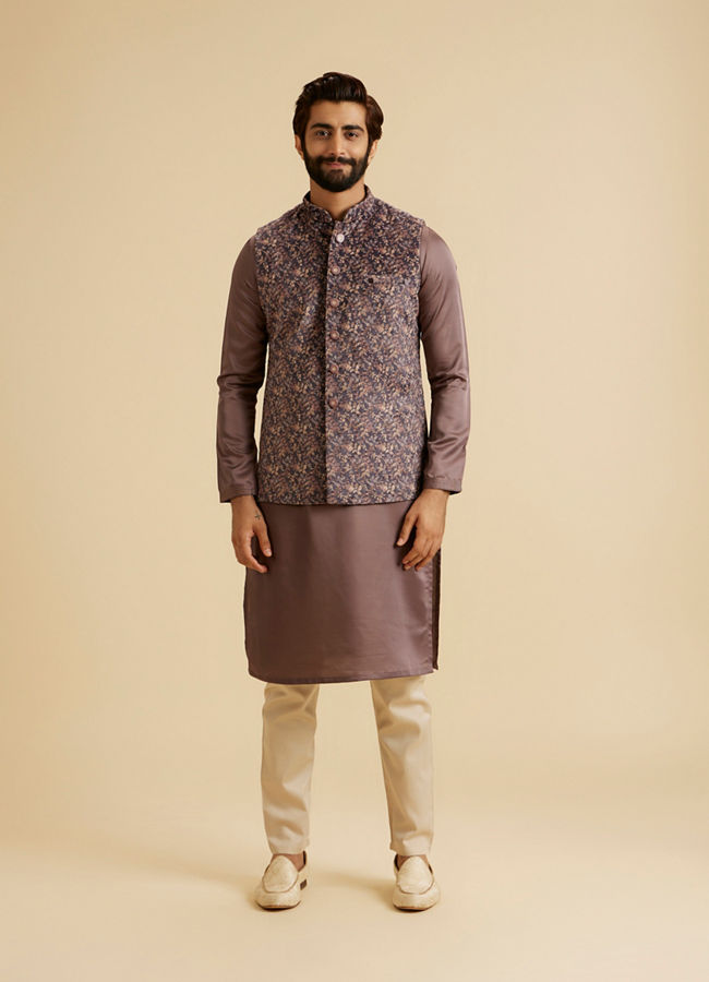 Manyavar Men Lavish Lilac Velvet Nehru Jacket