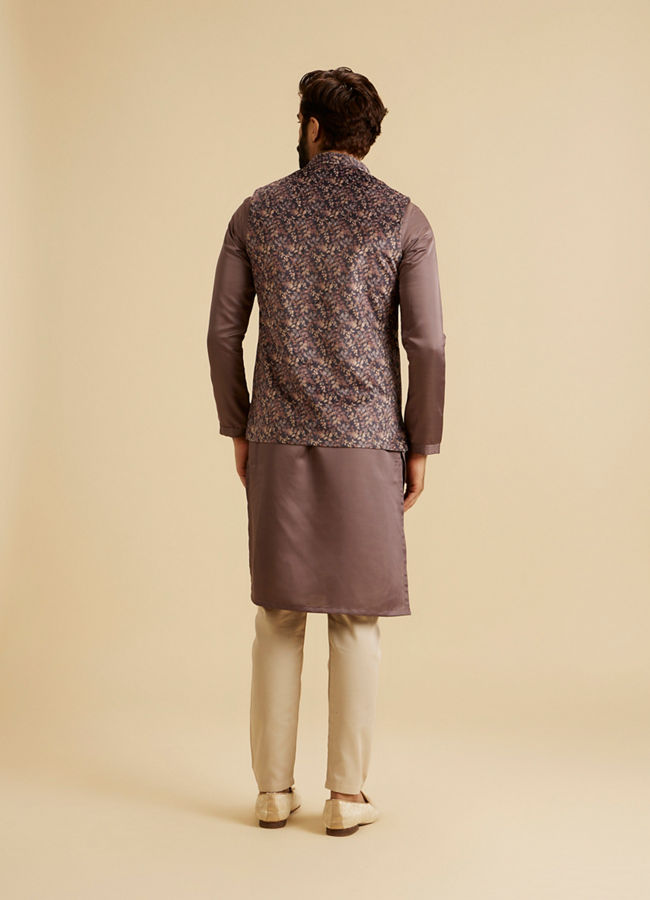 Manyavar Men Lavish Lilac Velvet Nehru Jacket