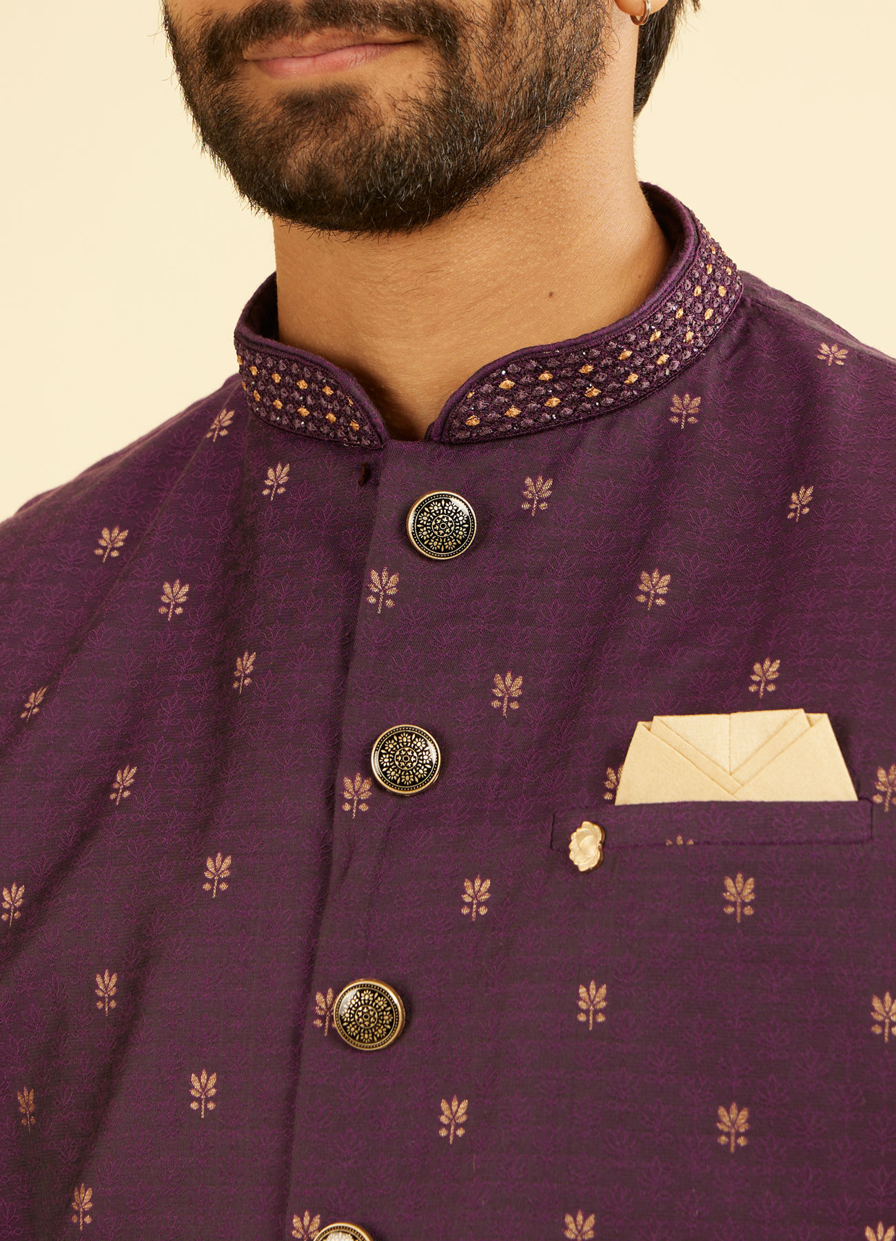 Manyavar Men Radiant Purple Spectacle Nehru Jacket