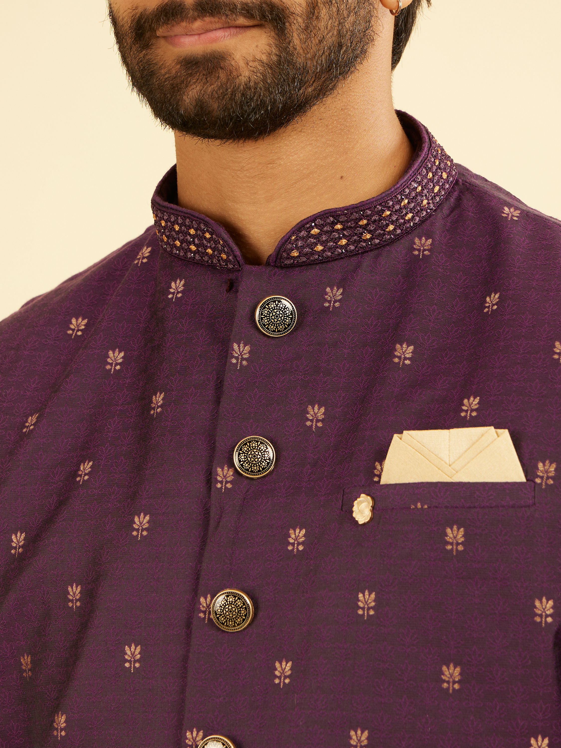 Manyavar Men Radiant Purple Spectacle Nehru Jacket