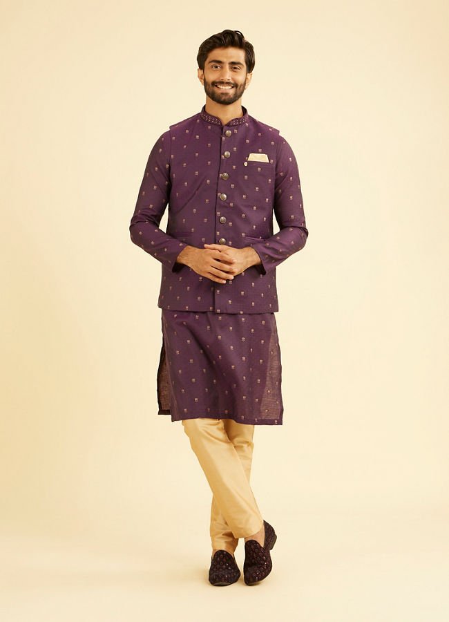 Manyavar Men Radiant Purple Spectacle Nehru Jacket