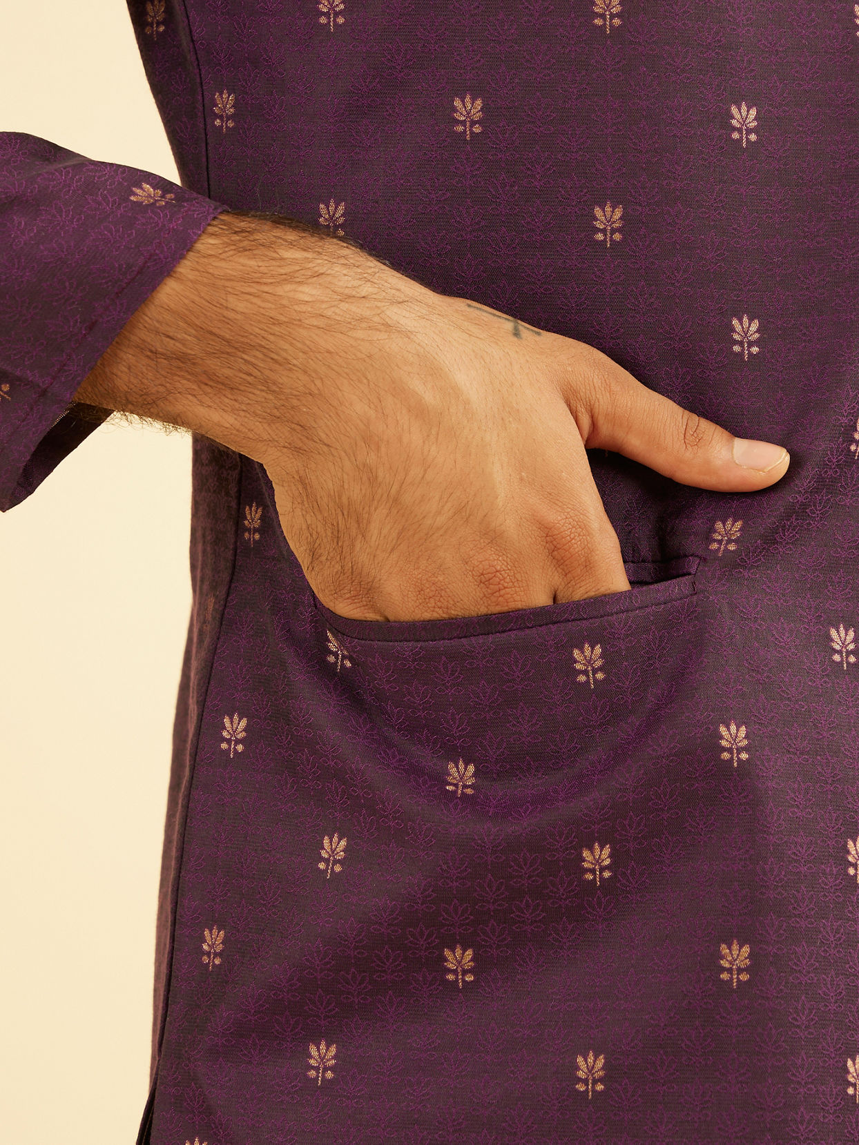 Manyavar Men Radiant Purple Spectacle Nehru Jacket