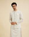 Manyavar Men Pista Green Paisley Patterned Jacket with Sequin Work