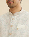 Manyavar Men Pista Green Paisley Patterned Jacket with Sequin Work
