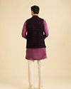 Manyavar Men Dark Blue Velvet Nehru Jacket