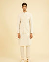 Manyavar Men Royal Cream Brocade Nehru Jacket