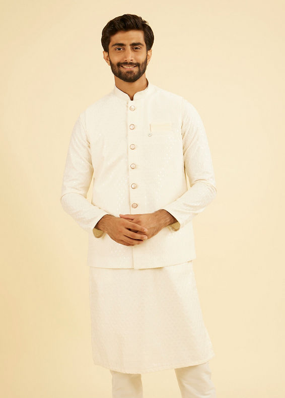 Manyavar Men Cream Charm Nehru Jacket