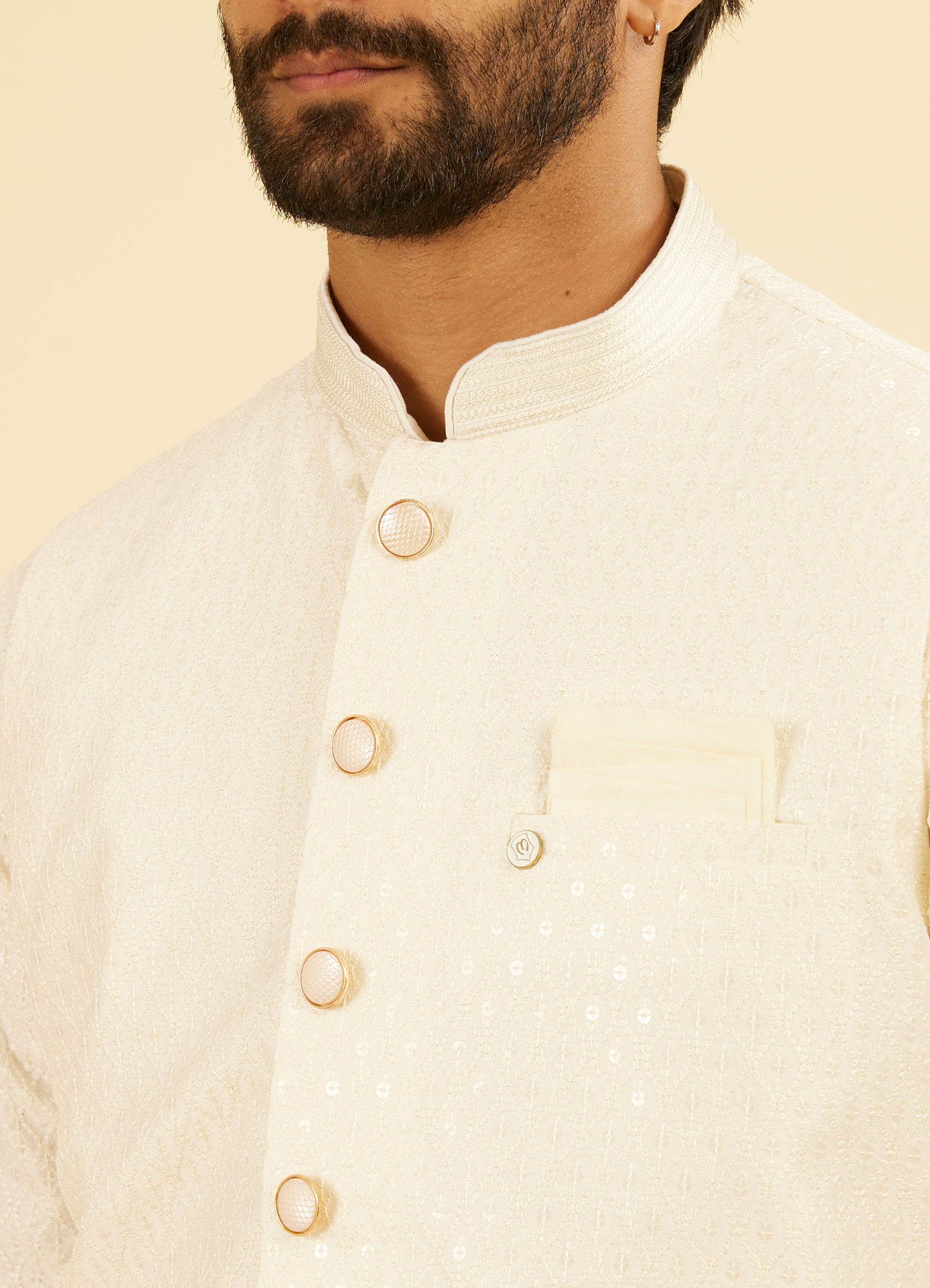 Manyavar Men Cream Charm Nehru Jacket