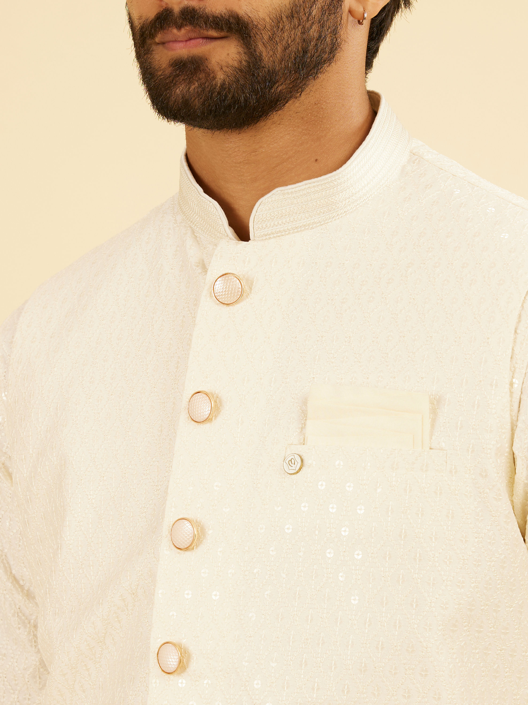 Manyavar Men Cream Charm Nehru Jacket