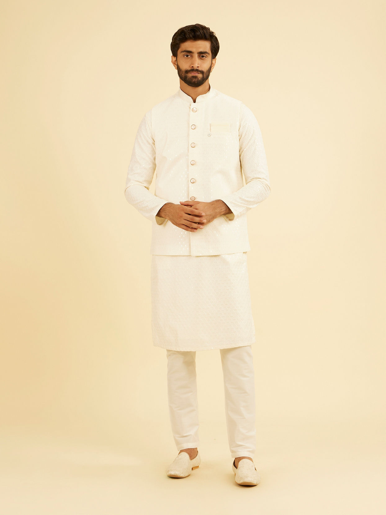 Manyavar Men Cream Charm Nehru Jacket