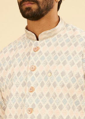 Manyavar Men Cream Cotton Nehru Jacket