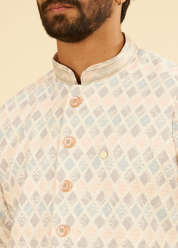 Manyavar Men Cream Cotton Nehru Jacket