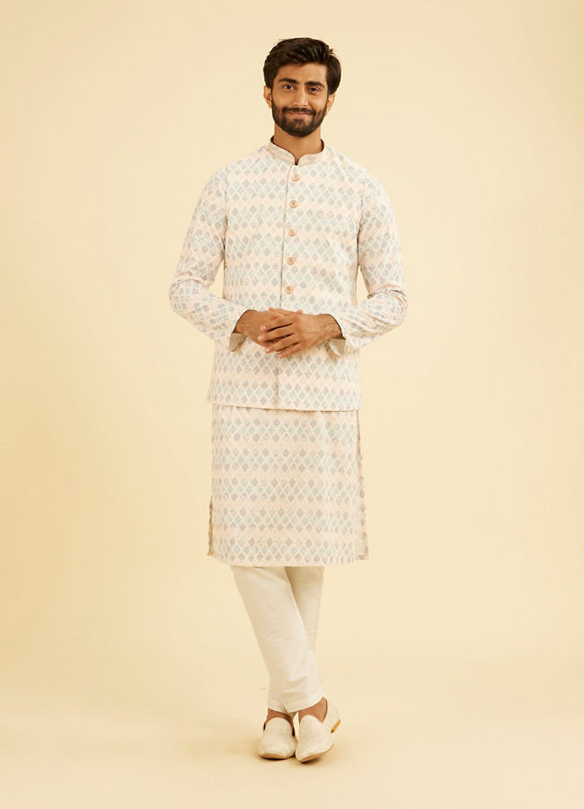 Manyavar Men Cream Cotton Nehru Jacket