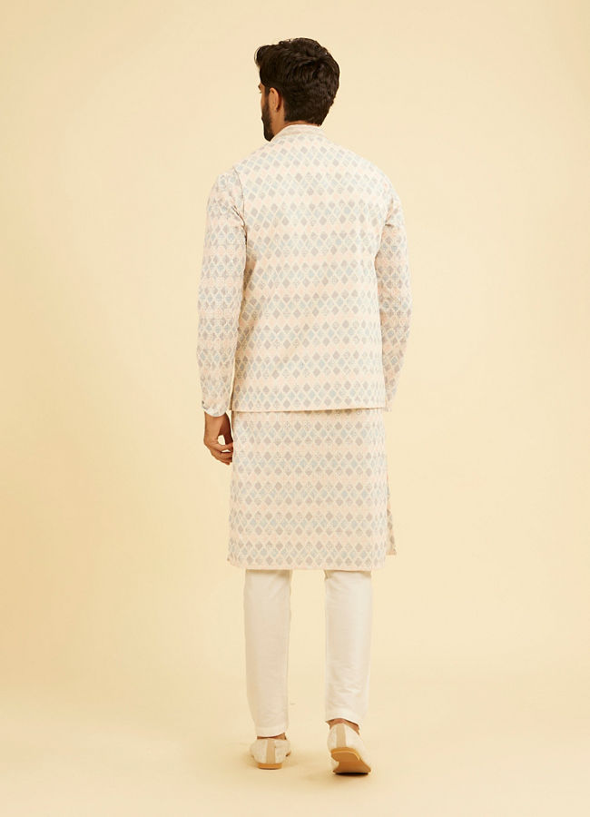 Manyavar Men Cream Cotton Nehru Jacket