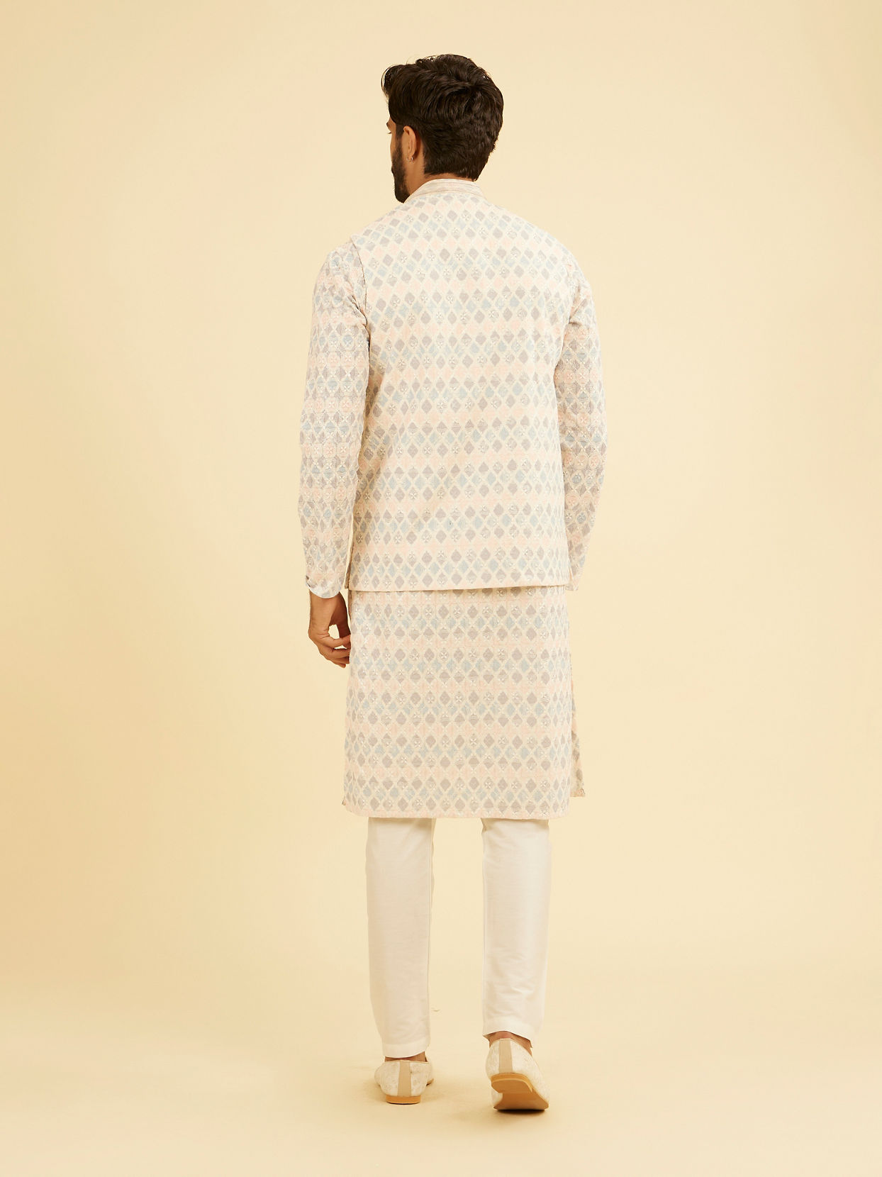 Manyavar Men Cream Cotton Nehru Jacket