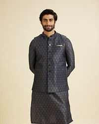 Manyavar Men Royal Dark Blue Nehru Jacket