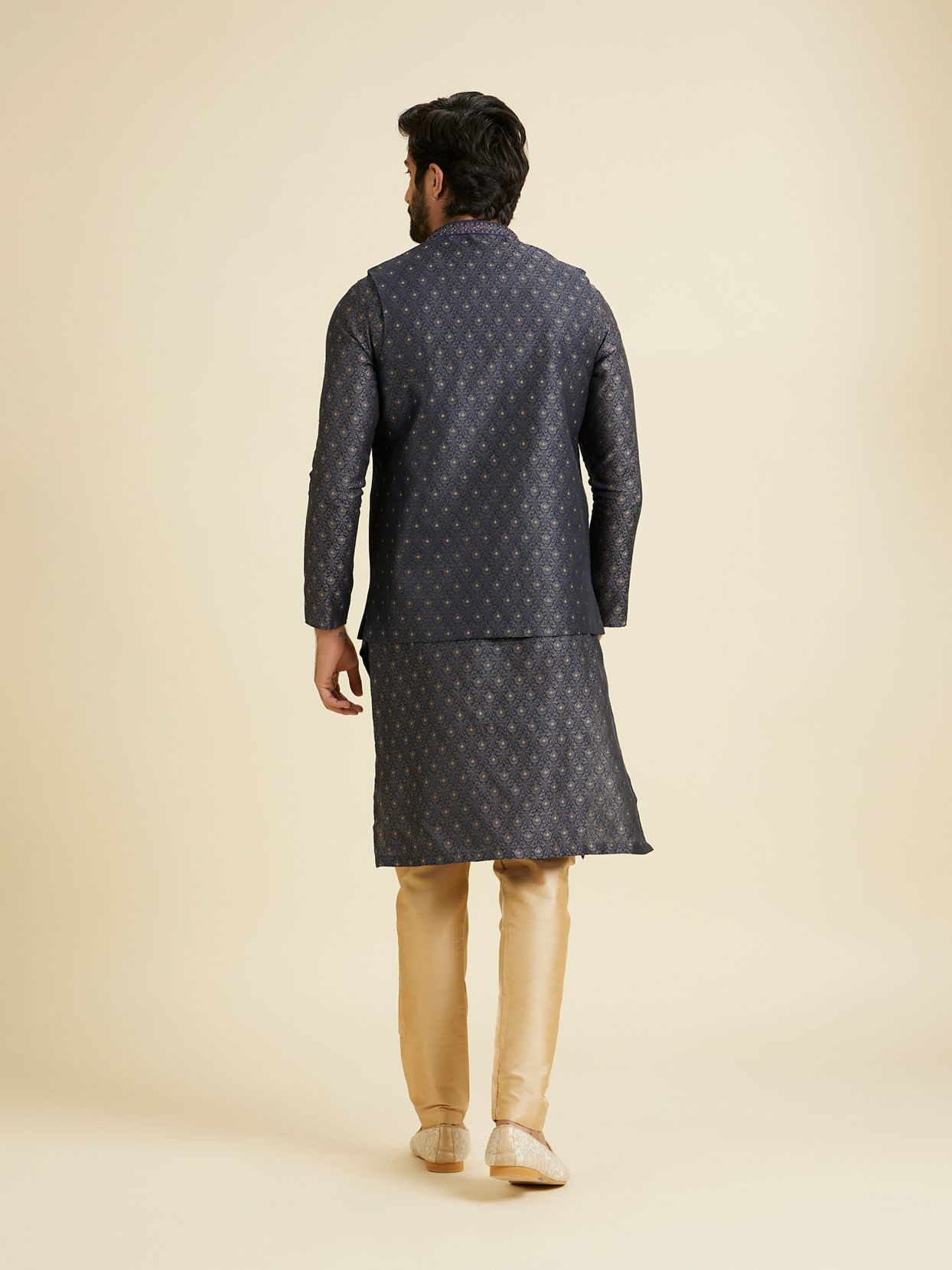 Manyavar Men Royal Dark Blue Nehru Jacket