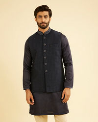 Manyavar Men Dark Blue Nehru Jacket