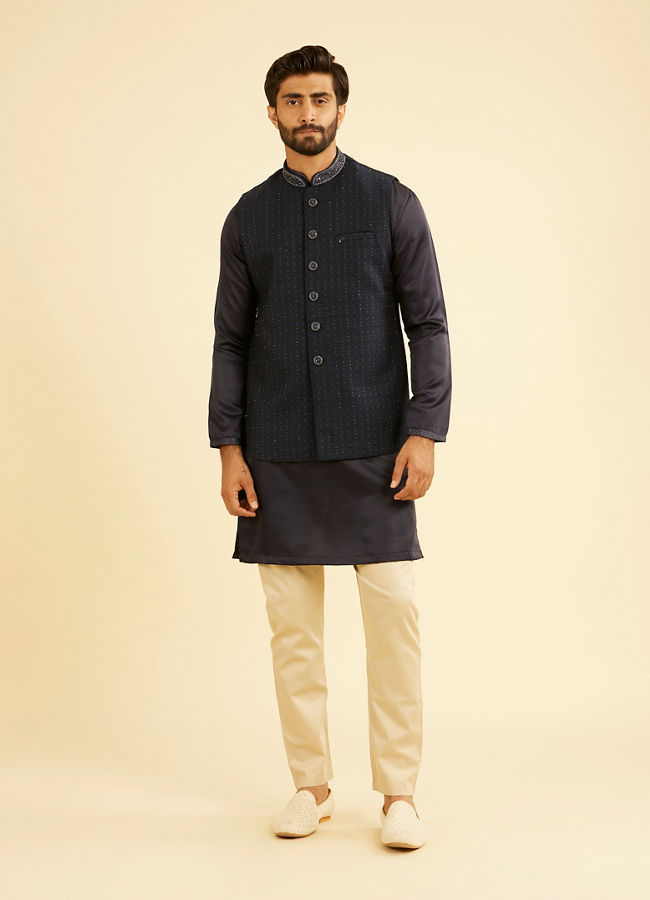Manyavar Men Dark Blue Nehru Jacket