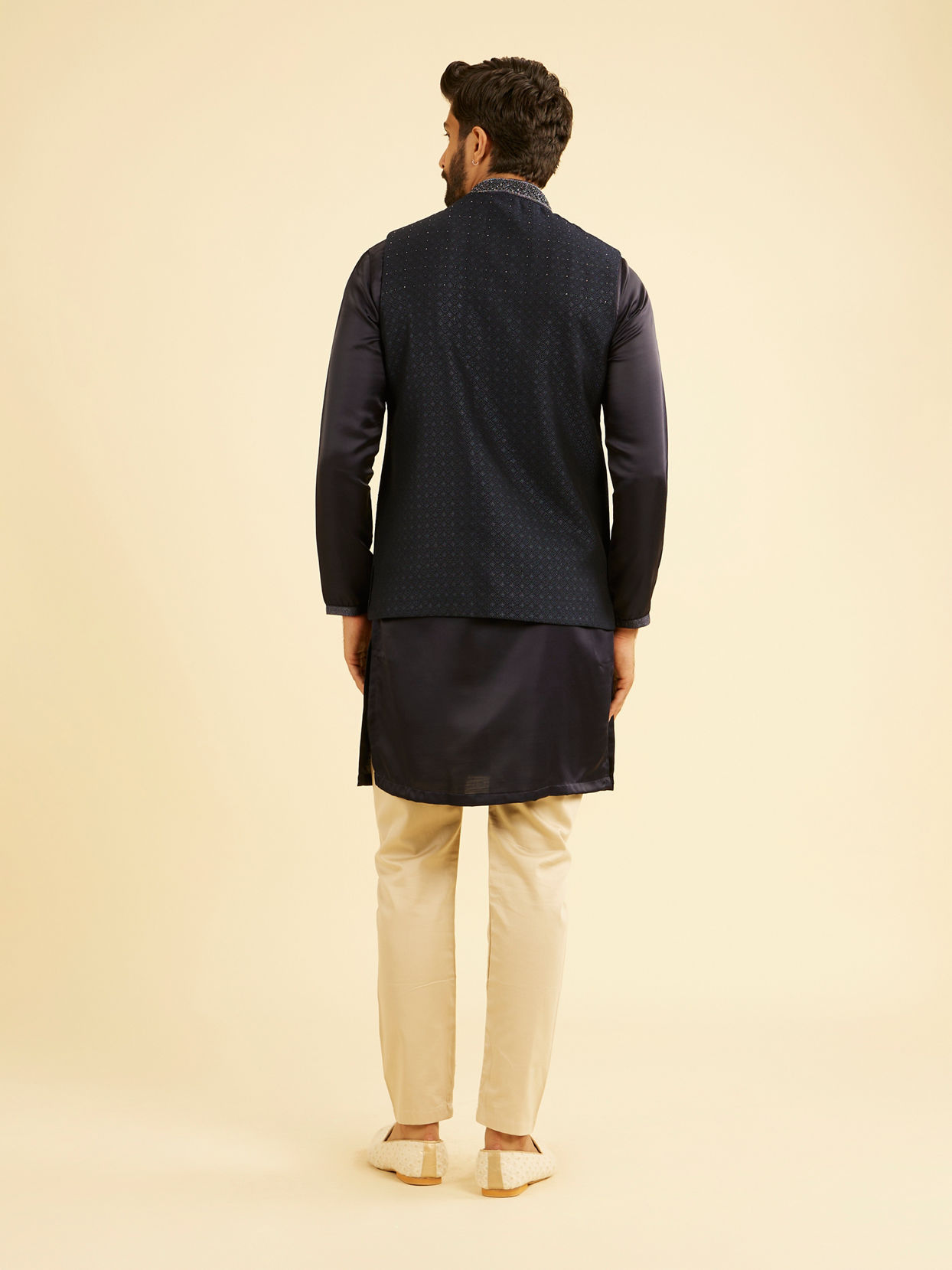 Manyavar Men Dark Blue Nehru Jacket