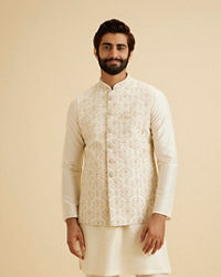 Manyavar Men Cream Splendor Nehru Jacket