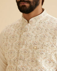 Manyavar Men Cream Splendor Nehru Jacket
