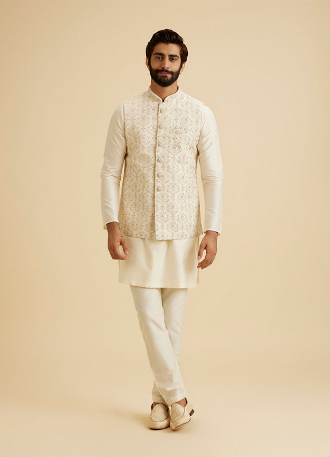Manyavar Men Cream Splendor Nehru Jacket