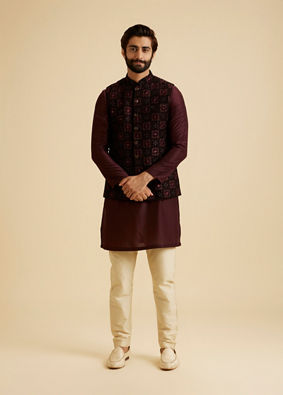 Manyavar Men Opulent Velvet Blue Nehru Jacket