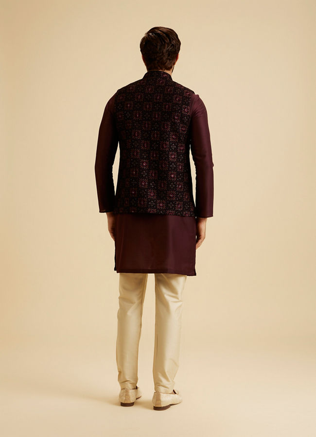 Manyavar Men Opulent Velvet Blue Nehru Jacket