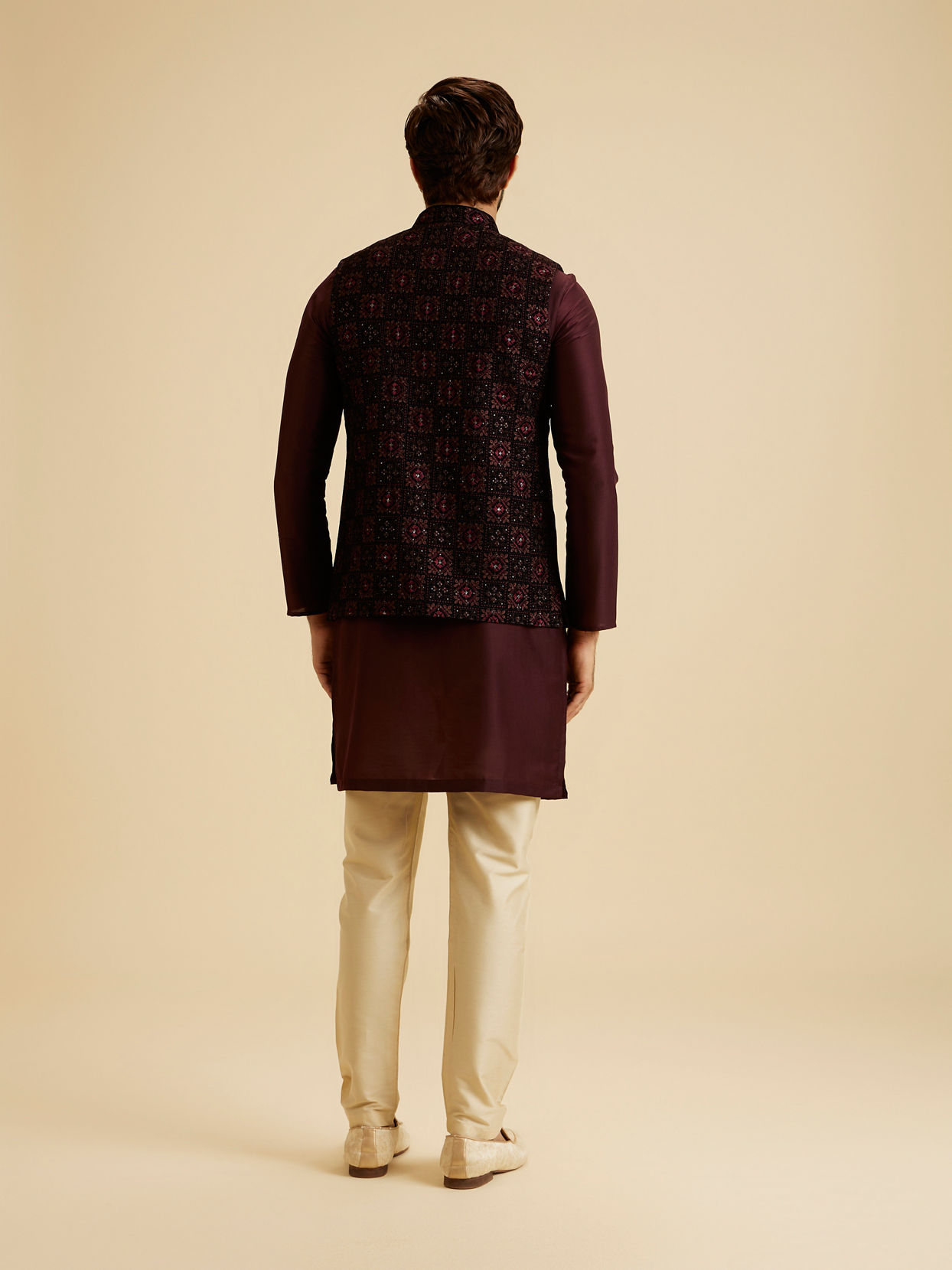 Manyavar Men Opulent Velvet Blue Nehru Jacket