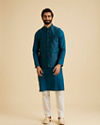Manyavar Men Exquisite Teal Blue Nehru Jacket