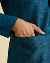 Manyavar Men Exquisite Teal Blue Nehru Jacket