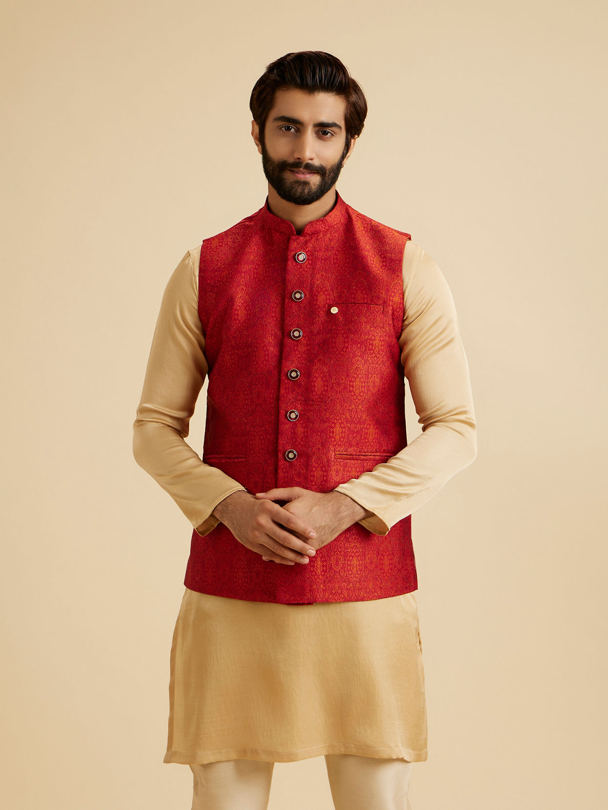Manyavar Men Ravishing Rust Nehru Jacket