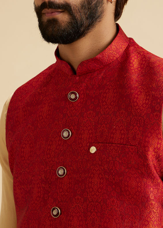 Manyavar Men Ravishing Rust Nehru Jacket