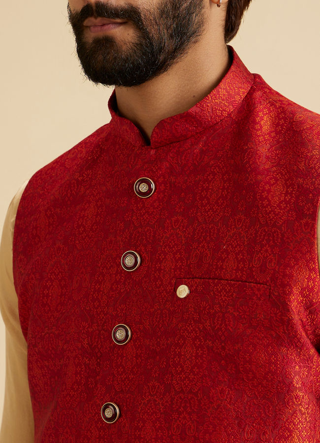Manyavar Men Ravishing Rust Nehru Jacket