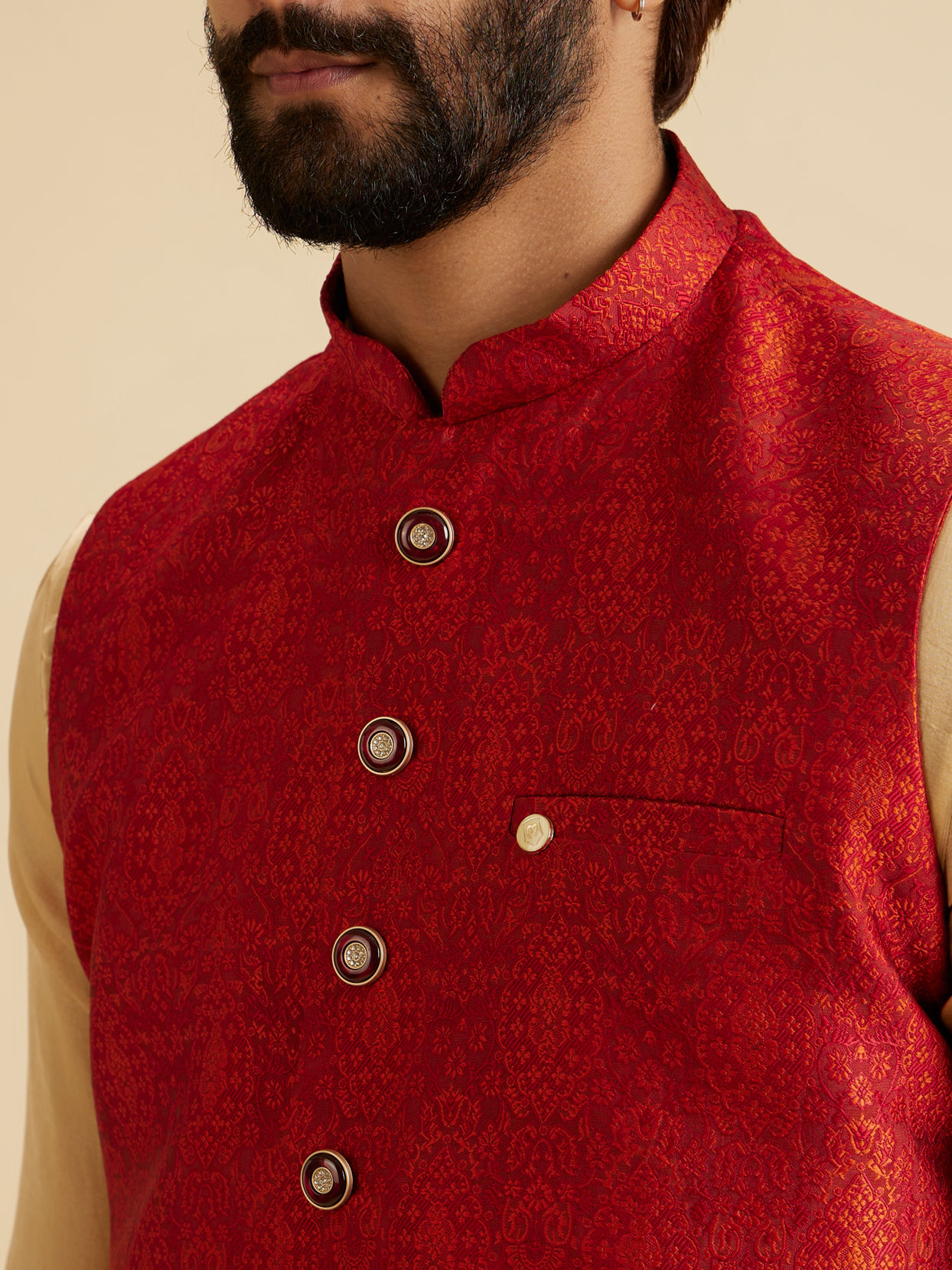 Manyavar Men Ravishing Rust Nehru Jacket