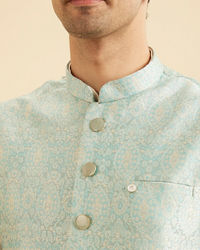Manyavar Men Stunning Light Blue Nehru Jacket
